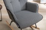 35.5 inch Rocking Chair, Soft Houndstooth Fabric Leather Fabric Rocking Chair for Nursery