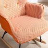 35.5 inch Rocking Chair, Reading Chair, Balcony Chair,Soft Houndstooth Fabric Leather Fabric Rocking Chair for Nursery