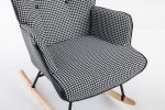 35.5 inch Rocking Chair, Soft Houndstooth Fabric Leather Fabric Rocking Chair for Nursery