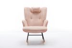 35.5 inch Rocking Chair, Soft Houndstooth Fabric Leather Fabric Rocking Chair for Nursery
