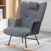 35.5 inch Rocking Chair, Reading Chair, Balcony Chair,Soft Houndstooth Fabric Leather Fabric Rocking Chair for Nursery