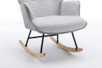 35.5 inch Rocking Chair, Soft Houndstooth Fabric Leather Fabric Rocking Chair for Nursery