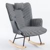 35.5 inch Rocking Chair, Reading Chair, Balcony Chair,Soft Houndstooth Fabric Leather Fabric Rocking Chair for Nursery