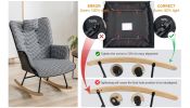 35.5 inch Rocking Chair, Reading Chair, Balcony Chair,Soft Houndstooth Fabric Leather Fabric Rocking Chair for Nursery