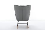 35.5 inch Rocking Chair, Soft Houndstooth Fabric Leather Fabric Rocking Chair for Nursery