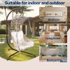 Swing Egg Chair with Stand Indoor Outdoor, UV Resistant Cushion Hanging Chair with Cup Holder