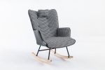 35.5 inch Rocking Chair, Soft Houndstooth Fabric Leather Fabric Rocking Chair for Nursery