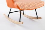 35.5 inch Rocking Chair, Soft Houndstooth Fabric Leather Fabric Rocking Chair for Nursery