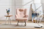 35.5 inch Rocking Chair, Soft Houndstooth Fabric Leather Fabric Rocking Chair for Nursery