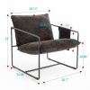 2 Chairs in 1 Box, Upholstered hanging armchair with arm pocket metal frame