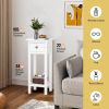 2 Tier Slim Nightstand Bedside Table with Drawer Shelf
