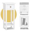 2 Tier Slim Nightstand Bedside Table with Drawer Shelf