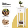 2 Tier Slim Nightstand Bedside Table with Drawer Shelf