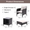 5 Piece Outdoor Patio Furniture Set,All Weather PE Rattan Conversation Chairs with Armrest and Removable Cushions