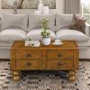 Rectangle Living Room Coffee Table Set, 3-Piece Solid Wood Living Room Table Set, 1 Coffee Table and 2 End Table
