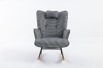 35.5 inch Rocking Chair, Soft Houndstooth Fabric Leather Fabric Rocking Chair for Nursery