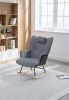 35.5 inch Rocking Chair, Soft Houndstooth Fabric Leather Fabric Rocking Chair for Nursery