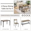 4 Pieces Rustic Dining Table Set with 2 Chairs and Bench
