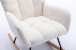 Rocking Chair, Soft Teddy Velvet Fabric Rocking Chair for Nursery