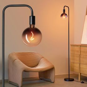 Floor Lamp for Living Room-Standing Lamp with Modern LED Bulb, Clear Glass 6", Warm Ambiant Lighting Decorative Tall Floor Lamp (Lampshade Color: Black 1800K)