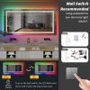 Large Bathroom LED Vanity Mirror RGB Color Changing Backlit Bathroom Mirror Shatterproof Dimmable Anti-Fog led Mirror