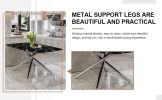 Table and chair set, large modern minimalist rectangular dining table, 0.39-inch black imitation marble tabletop and silver metal legs