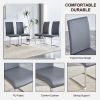 Table and chair set, large modern minimalist rectangular dining table, 0.39-inch black imitation marble tabletop and silver metal legs