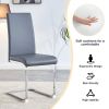 Table and chair set, large modern minimalist rectangular dining table, 0.39-inch black imitation marble tabletop and silver metal legs