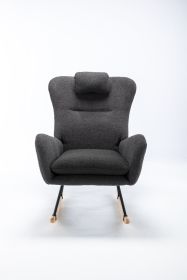 35.5 inch Rocking Chair, Soft Teddy Velvet Fabric Rocking Chair for Nursery (Color: gray, Material: Teddy Velvet)