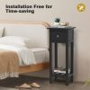 2 Tier Slim Nightstand Bedside Table with Drawer Shelf
