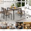 4 Pieces Rustic Dining Table Set with 2 Chairs and Bench