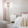 Modern Standing Lamp with Elegant Shade, LED Floor Lamp with On/Off Foot Switch Silver Finish Tall Pole Lamp Accent Lights