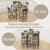 Bar table, counter height dining table set of 4, retro dining table and 4 bar chairs, space saving (black oak) bar table