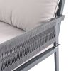 4-Piece Rope Patio Furniture Set, Outdoor Furniture with Tempered Glass Table