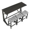 Bar Table Set with Power Outlet, Bar Table and Chairs Set, 4 Piece Dining Table Set, Industrial Breakfast Table Set, for Living Room, Dining Room