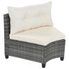 8-pieces Outdoor Wicker Round Sofa Set, Half-Moon Sectional Sets All Weather, Curved Sofa Set With Rectangular Coffee Table