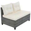 8-pieces Outdoor Wicker Round Sofa Set, Half-Moon Sectional Sets All Weather, Curved Sofa Set With Rectangular Coffee Table