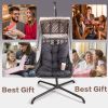 Swing Egg Chair with Stand Indoor Outdoor, UV Resistant Cushion Hanging Chair with Cup Holder