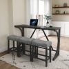Bar Table Set with Power Outlet, Bar Table and Chairs Set, 4 Piece Dining Table Set, Industrial Breakfast Table Set, for Living Room, Dining Room