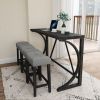 Bar Table Set with Power Outlet, Bar Table and Chairs Set, 4 Piece Dining Table Set, Industrial Breakfast Table Set, for Living Room, Dining Room