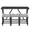 Bar Table Set with Power Outlet, Bar Table and Chairs Set, 4 Piece Dining Table Set, Industrial Breakfast Table Set, for Living Room, Dining Room
