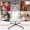 Swing Egg Chair with Stand Indoor Outdoor, UV Resistant Cushion Hanging Chair with Cup Holder