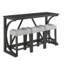 Bar Table Set with Power Outlet, Bar Table and Chairs Set, 4 Piece Dining Table Set, Industrial Breakfast Table Set, for Living Room, Dining Room