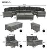 8-pieces Outdoor Wicker Round Sofa Set, Half-Moon Sectional Sets All Weather, Curved Sofa Set With Rectangular Coffee Table