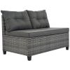 8-pieces Outdoor Wicker Round Sofa Set, Half-Moon Sectional Sets All Weather, Curved Sofa Set With Rectangular Coffee Table