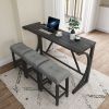 Bar Table Set with Power Outlet, Bar Table and Chairs Set, 4 Piece Dining Table Set, Industrial Breakfast Table Set, for Living Room, Dining Room