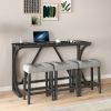 Bar Table Set with Power Outlet, Bar Table and Chairs Set, 4 Piece Dining Table Set, Industrial Breakfast Table Set, for Living Room, Dining Room
