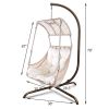 Swing Egg Chair with Stand Indoor Outdoor, UV Resistant Cushion Hanging Chair with Cup Holder