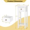 2 Tier Slim Nightstand Bedside Table with Drawer Shelf