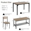 4 Pieces Rustic Dining Table Set with 2 Chairs and Bench